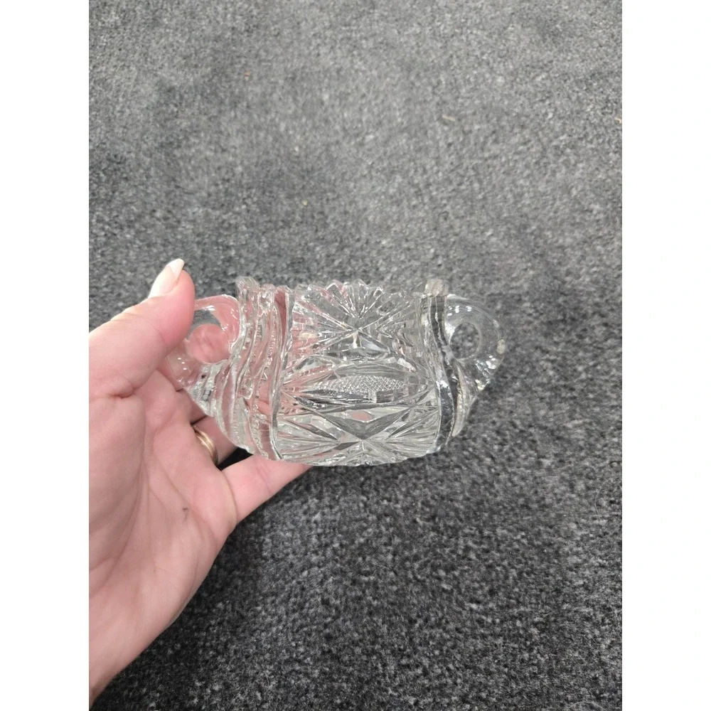 EAPG US Glass MINNESOTA #15055 Clear Toothpick Holder 3-hdld scalloped sawtooth